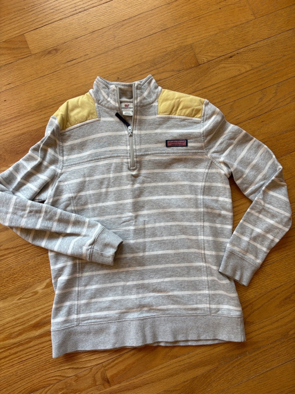 Vineyard Vines Gray & Yellow Striped Quarter-Zip Pullover